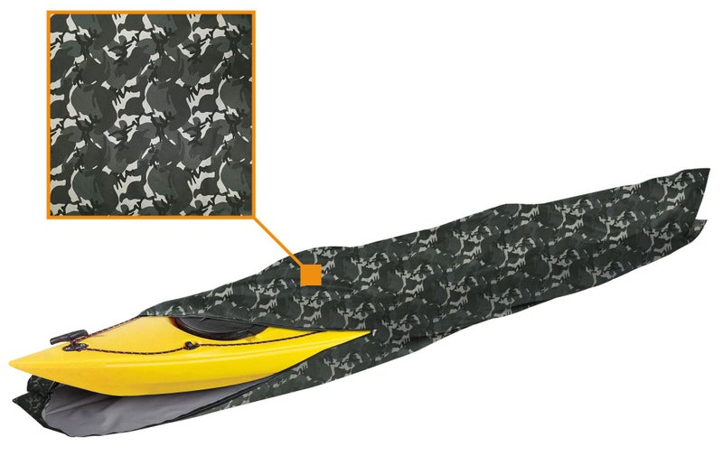 iCover غطاء قارب كاياك 10 قدم - غطاء مقاوم للماء للاستخدام الثقيل يناسب القوارب أو ألواح التجديف حتى 10 قدم طولًا وعرض يصل إلى 27 بوصة، تمويه - Image 1